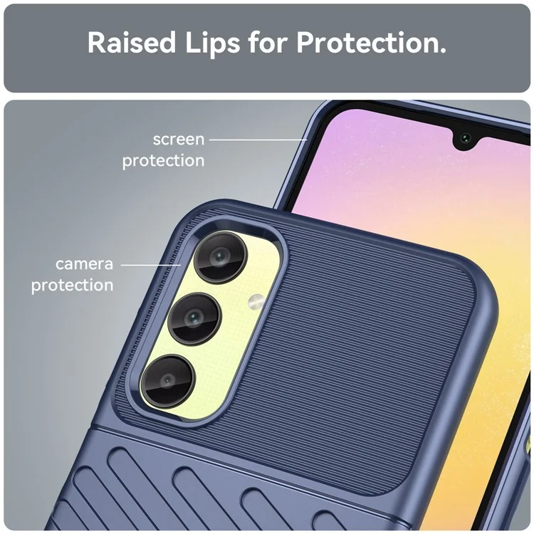 Thunder Series Thickened Phone Case for Samsung Galaxy A25 5G (Global) (161.0 x 76.5 x 8.3mm) Twill Texture TPU Cover - Blue