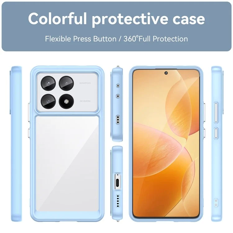 Para Xiaomi Redmi K70E 5G / Poco X6 Pro 5G Capa Absorvente de Choque TPU+Acrílico Capa Protetora Traseira - Azul