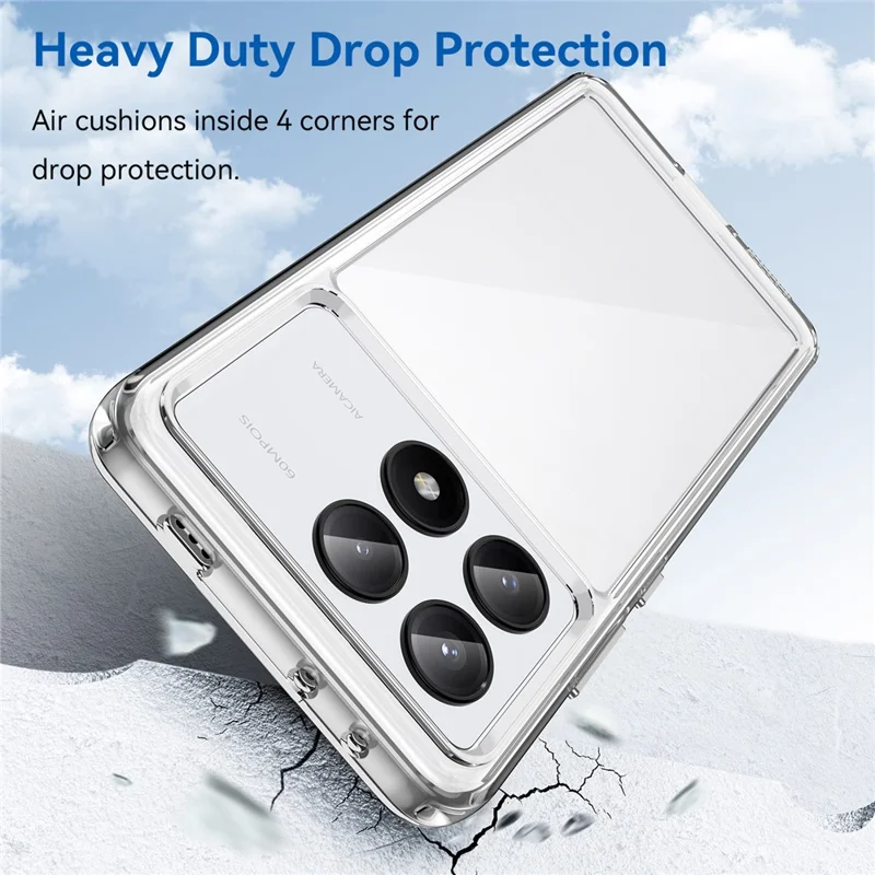 For Xiaomi Redmi K70E 5G / Poco X6 Pro 5G Case Shock Absorbing TPU+Acrylic Protective Back Shell - Transparent
