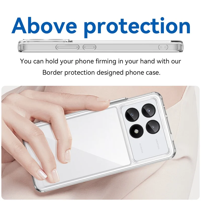For Xiaomi Redmi K70E 5G / Poco X6 Pro 5G Case Shock Absorbing TPU+Acrylic Protective Back Shell - Transparent