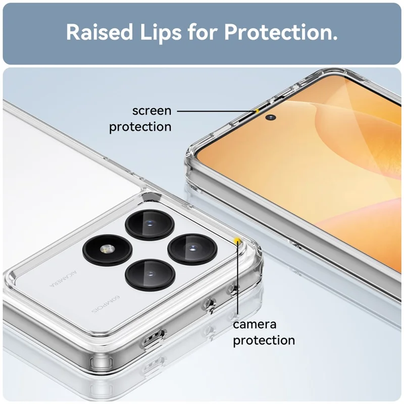 For Xiaomi Redmi K70E 5G / Poco X6 Pro 5G Case Shock Absorbing TPU+Acrylic Protective Back Shell - Transparent