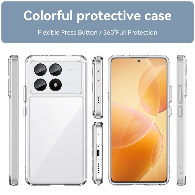 For Xiaomi Redmi K70E 5G / Poco X6 Pro 5G Case Shock Absorbing TPU+Acrylic Protective Back Shell - Transparent