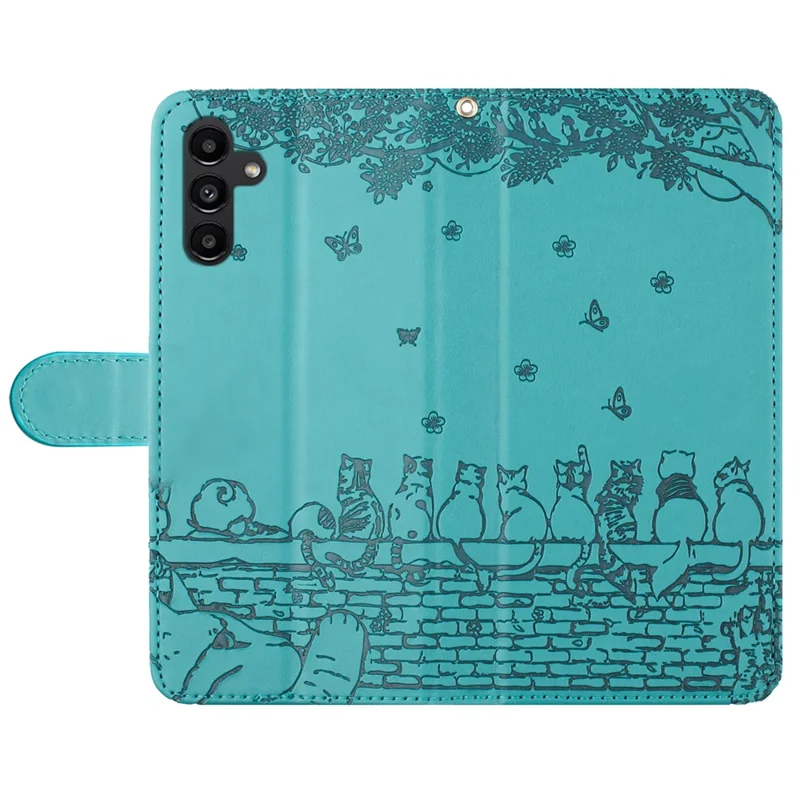 For Samsung Galaxy A35 5G Wallet Case Cell Phone Leather Flip Cover with Strap - Blue