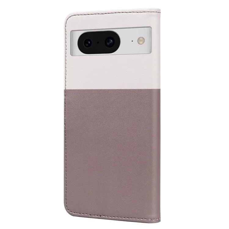 Série d'animaux de dessin animé pour étui Google Pixel 8 en cuir Splicing Phone Stand Cover avec sangle de poignet - Bean Pink