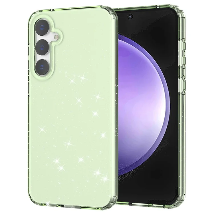 Pour Samsung Galaxy S23 FE Clear Case Glitter Powder TPU Phone Cover - Transparent Green