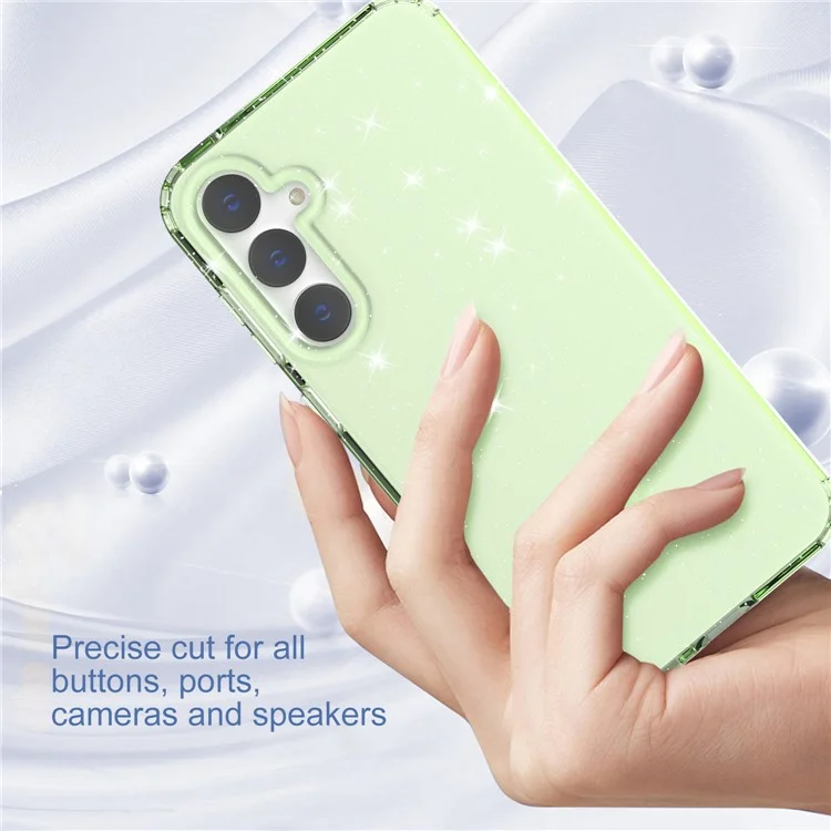 Pour Samsung Galaxy S23 FE Clear Case Glitter Powder TPU Phone Cover - Transparent Green