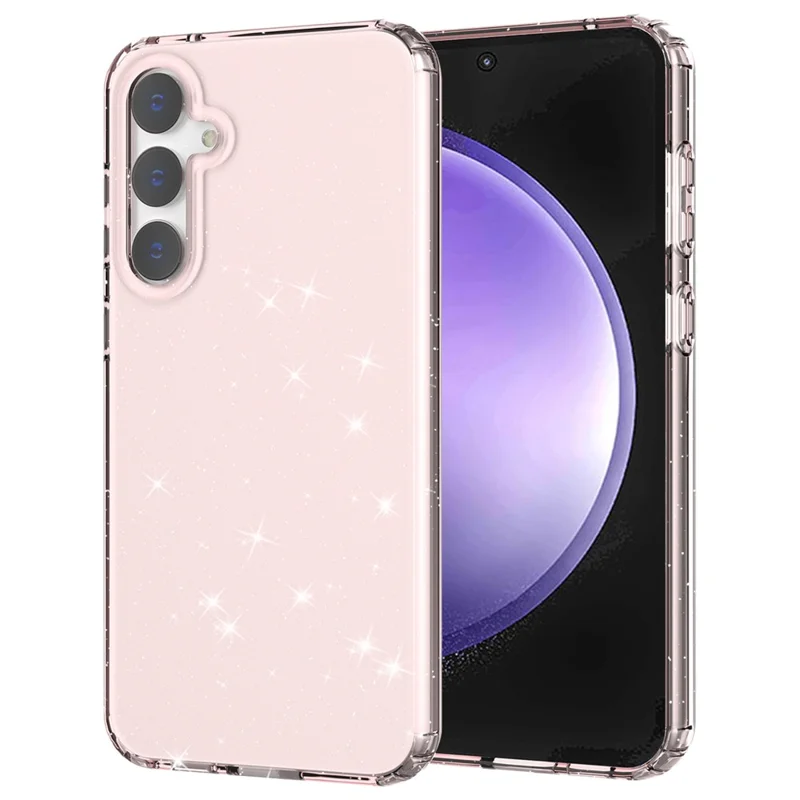 For Samsung Galaxy S23 FE Clear Case Glitter Powder TPU Phone Cover - Transparent Pink
