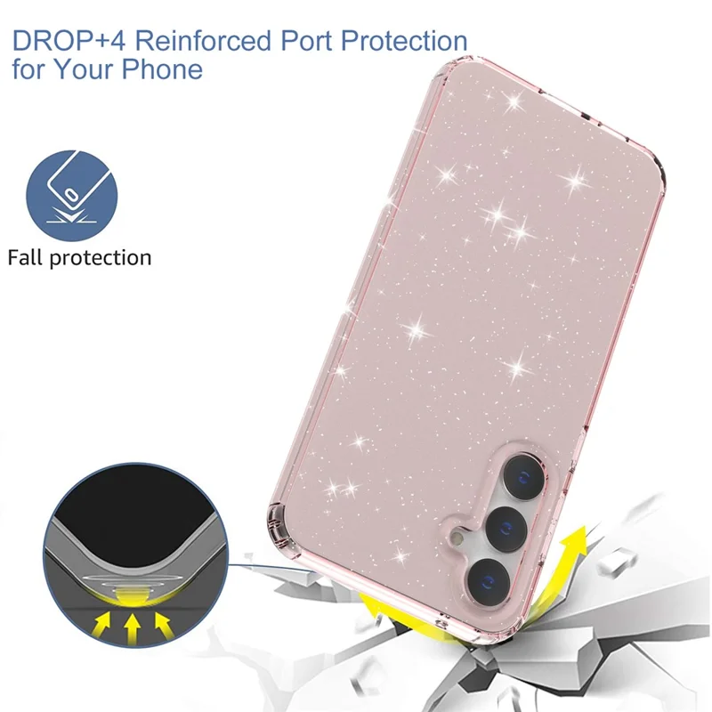 For Samsung Galaxy S23 FE Clear Case Glitter Powder TPU Phone Cover - Transparent Pink