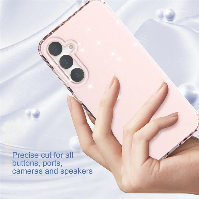 For Samsung Galaxy S23 FE Clear Case Glitter Powder TPU Phone Cover - Transparent Pink