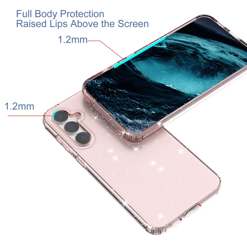 For Samsung Galaxy S23 FE Clear Case Glitter Powder TPU Phone Cover - Transparent Pink