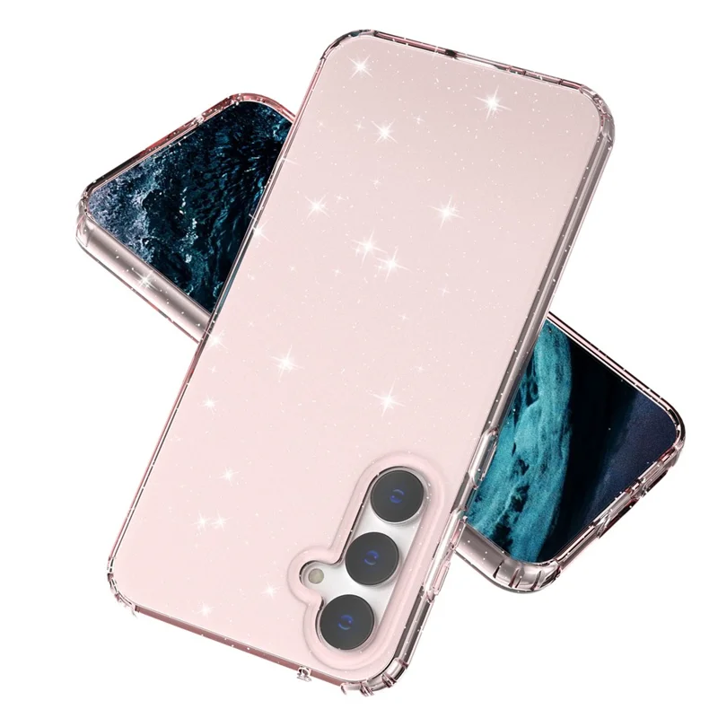 For Samsung Galaxy S23 FE Clear Case Glitter Powder TPU Phone Cover - Transparent Pink