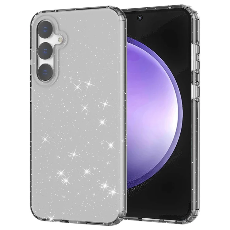 For Samsung Galaxy S23 FE Clear Case Glitter Powder TPU Phone Cover - Transparent Black