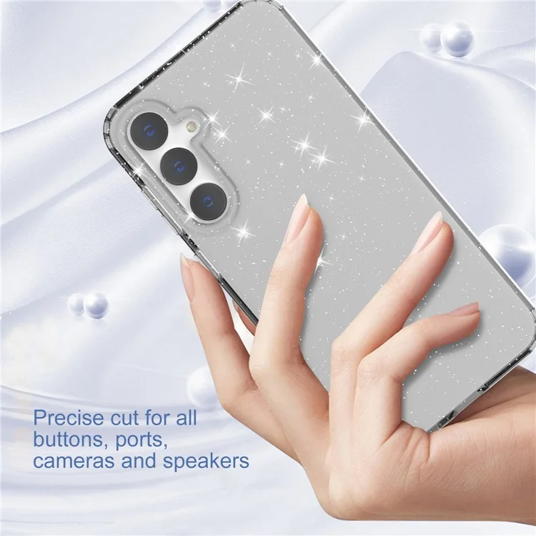 For Samsung Galaxy S23 FE Clear Case Glitter Powder TPU Phone Cover - Transparent Black