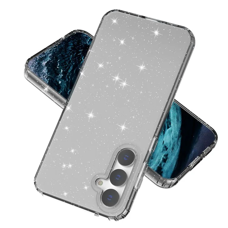 For Samsung Galaxy S23 FE Clear Case Glitter Powder TPU Phone Cover - Transparent Black
