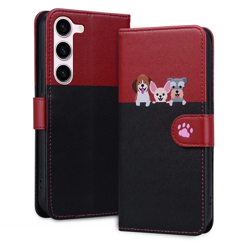 Cartoon Pet Series for Samsung Galaxy S23 FE Shockproof Case Wallet Card Holder Phone Cover - Black