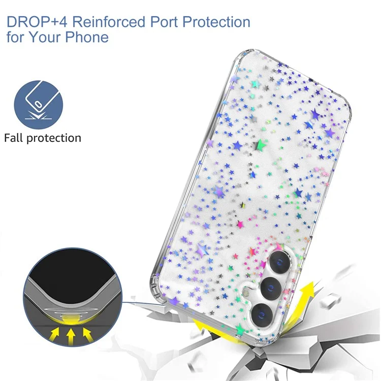 Para Samsung Galaxy S23 FE Case Stylish Laser Pattern PC + TPU Phone Cover - Star