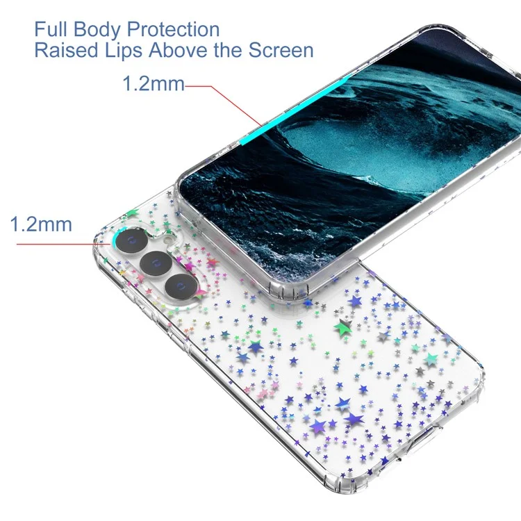 Para Samsung Galaxy S23 FE Case Stylish Laser Pattern PC + TPU Phone Cover - Star