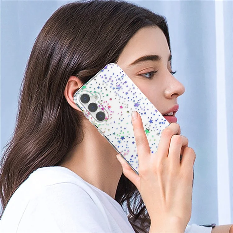 Para Samsung Galaxy S23 FE Case Stylish Laser Pattern PC + TPU Phone Cover - Star