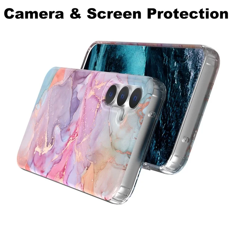 Para Samsung Galaxy S23 FE Case GW18 PC+TPU Shell Marble Pattern IMD Phone Cover - Style D