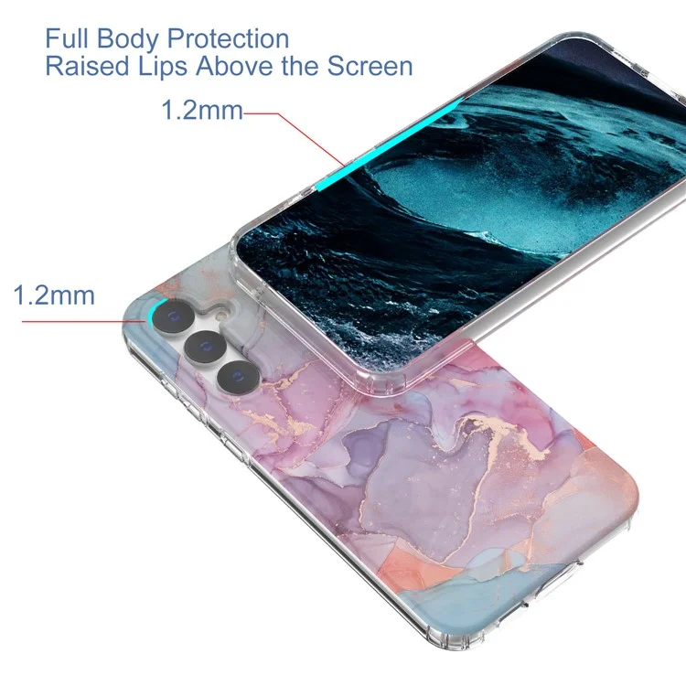 Para Samsung Galaxy S23 FE Case GW18 PC+TPU Shell Marble Pattern IMD Phone Cover - Style D