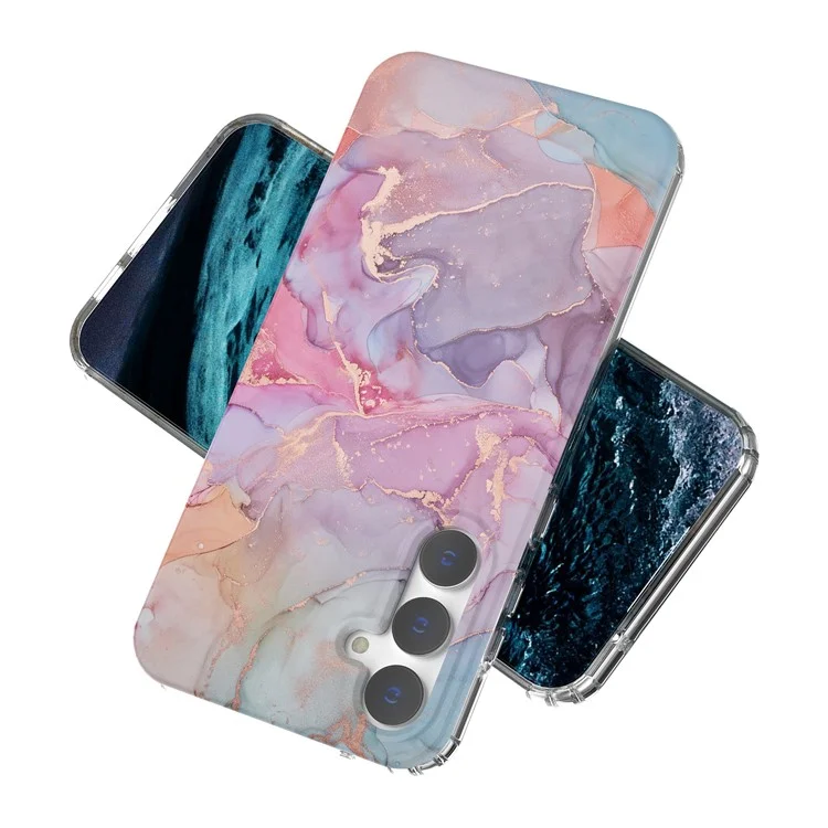 Para Samsung Galaxy S23 FE Case GW18 PC+TPU Shell Marble Pattern IMD Phone Cover - Style D