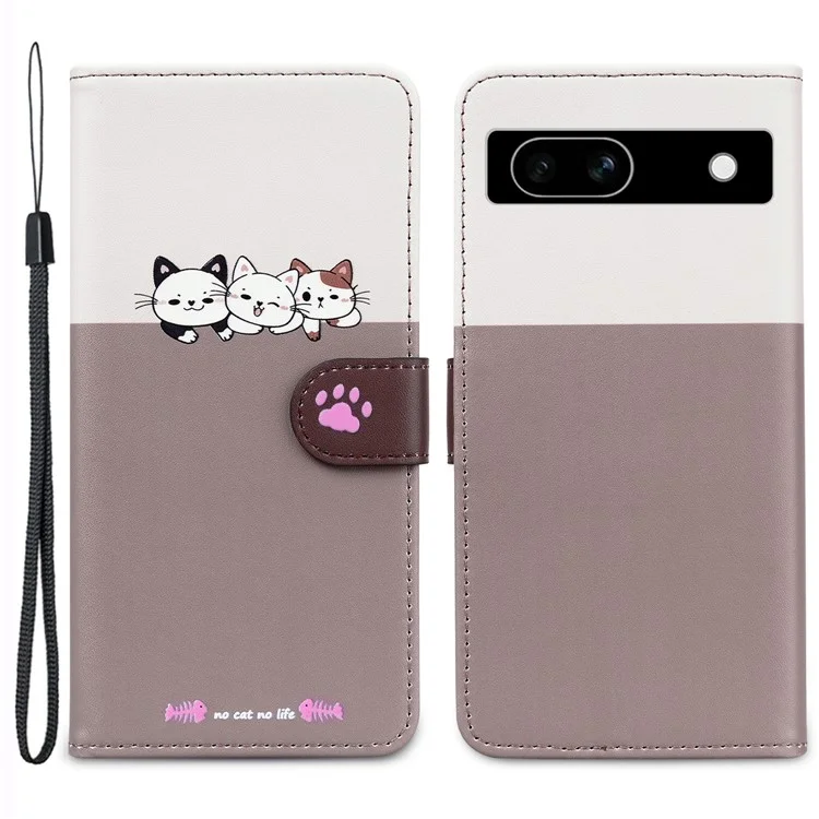 Cartoon Pet Series para Google Pixel 7a Funda protectora contra golpes Funda de teléfono tipo billetera - Bean Pink
