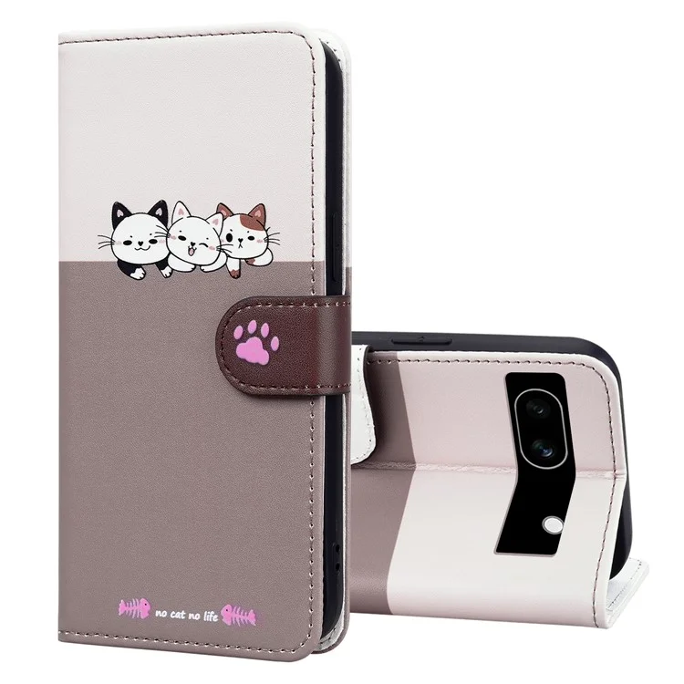 Cartoon Pet Series para Google Pixel 7a Funda protectora contra golpes Funda de teléfono tipo billetera - Bean Pink