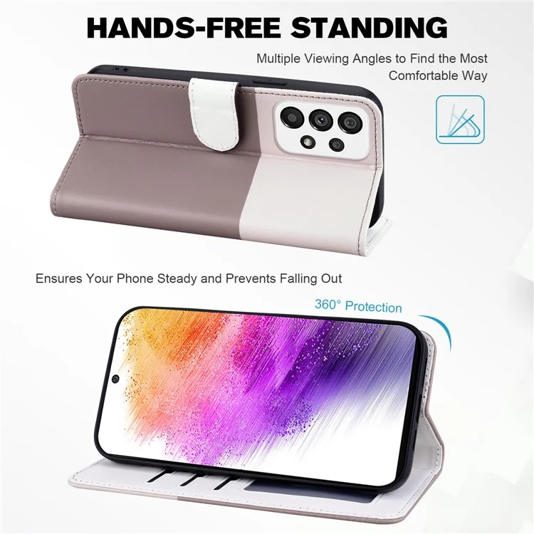 Cartoon Pet Series for Samsung Galaxy A73 5G Wallet Phone Case Leather Flip Cover - Bean Pink