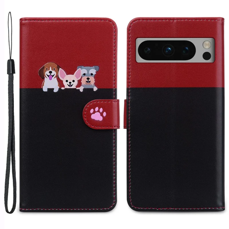 För Google Pixel 8 Pro Skokrämd Läderflikhölje - Svart