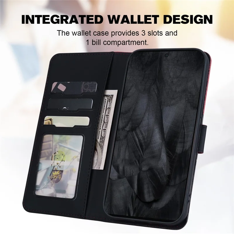 För Google Pixel 8 Pro Skokrämd Läderflikhölje - Svart