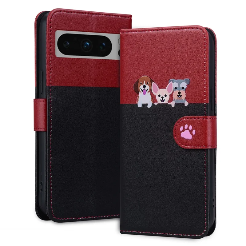 För Google Pixel 8 Pro Skokrämd Läderflikhölje - Svart