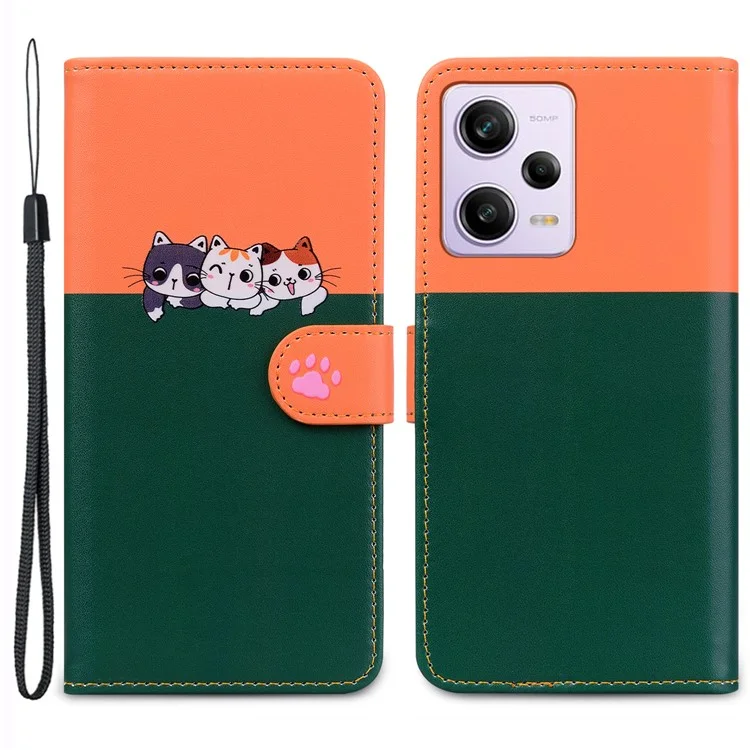 For Xiaomi Poco X5 Pro 5G / Note 12 Pro Speed 5G / Note 12 Pro 5G Phone Case Leather Flip Cover - Blackish Green