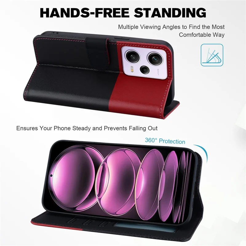 For Xiaomi Poco X5 Pro 5G / Note 12 Pro Speed 5G / Note 12 Pro 5G Phone Case Leather Flip Cover - Black