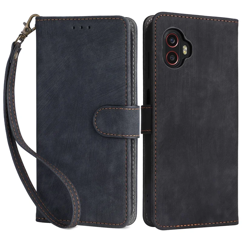 For Samsung Galaxy Xcover6 Pro 5G Phone Case Leather Cover RFID Blocking Wallet - Black