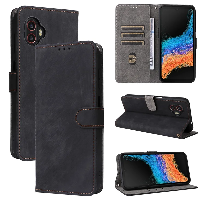 For Samsung Galaxy Xcover6 Pro 5G Phone Case Leather Cover RFID Blocking Wallet - Black