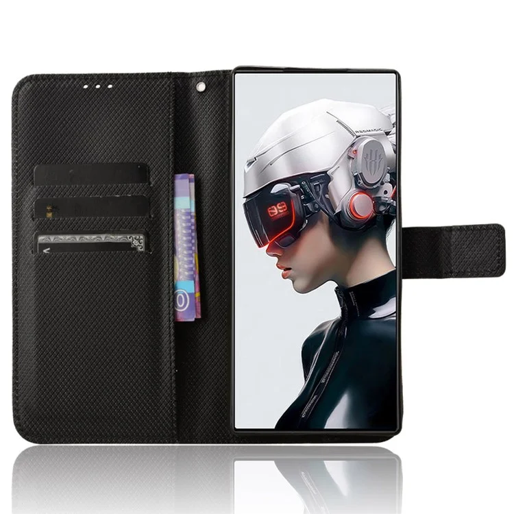 Per ZTE nubia Red Magic 9 Pro 5G / 9 Pro+ 5G Custodia per telefono in pelle con portafoglio e supporto - Nero