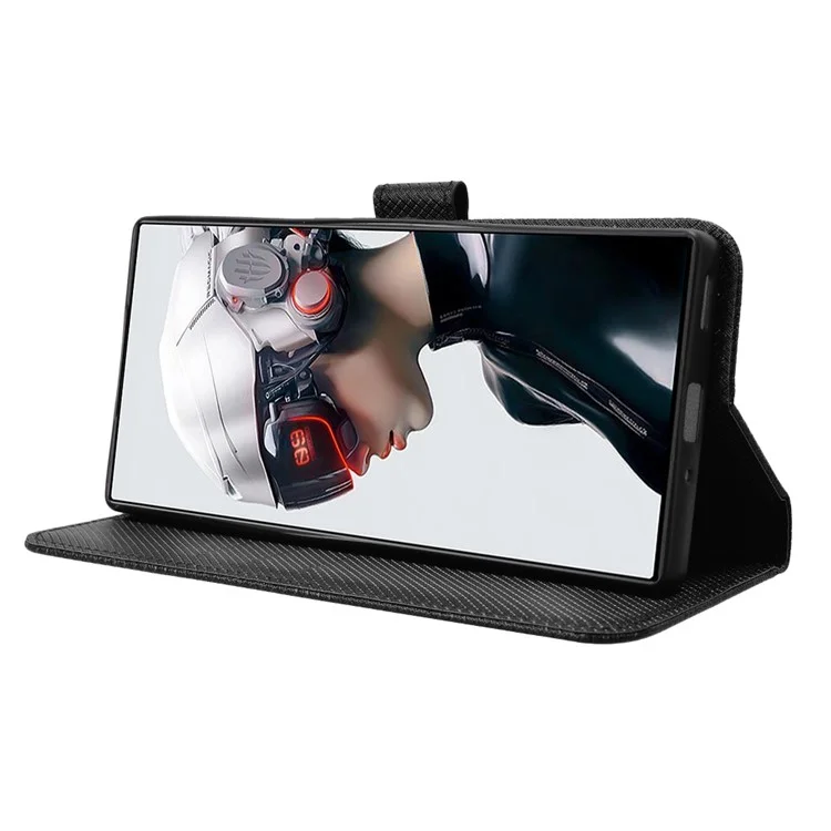 Per ZTE nubia Red Magic 9 Pro 5G / 9 Pro+ 5G Custodia per telefono in pelle con portafoglio e supporto - Nero