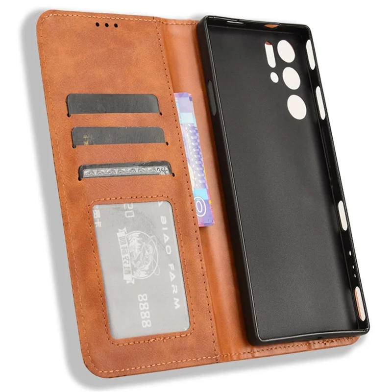 For ZTE nubia Red Magic 9 Pro 5G / 9 Pro+ 5G Leather Case Magnetic Flip Wallet Cover - Brown