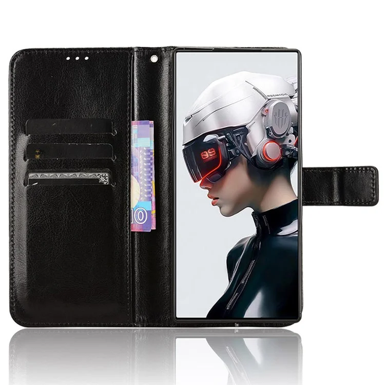 Pour ZTE nubia Red Magic 9 Pro 5G / 9 Pro+ 5G Étui Portefeuille Texture Cuir Crazy Horse - Noir