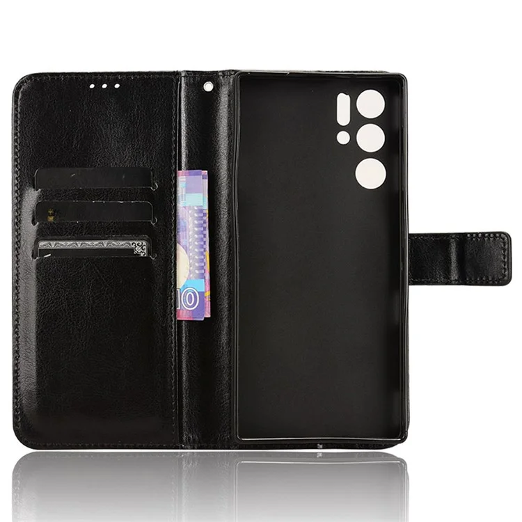 Pour ZTE nubia Red Magic 9 Pro 5G / 9 Pro+ 5G Étui Portefeuille Texture Cuir Crazy Horse - Noir