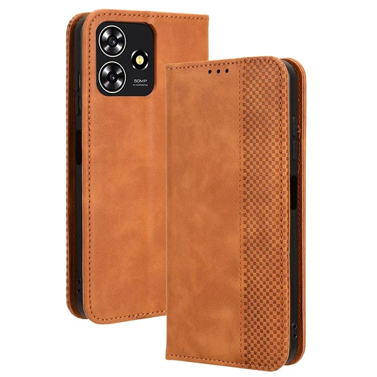 Para ZTE Blade A73 / Blade V50 Vita / Blade V50 Design 4G / Axon 50 Lite Case PU Leather Phone Wallet - Marrom