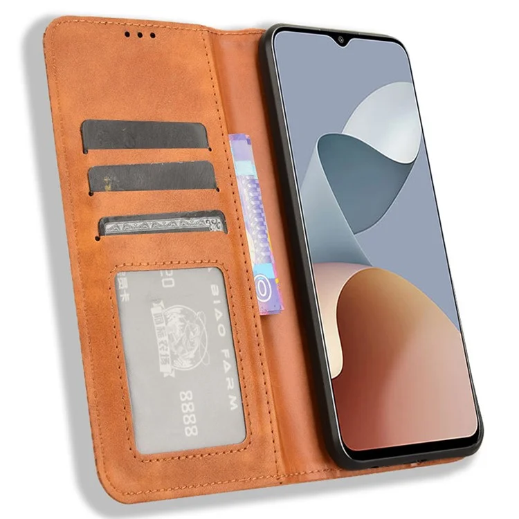Para ZTE Blade A73 / Blade V50 Vita / Blade V50 Design 4G / Axon 50 Lite Case PU Leather Phone Wallet - Marrom