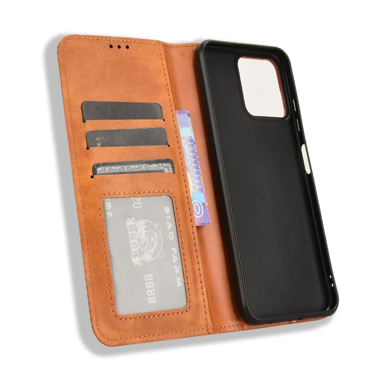 Para ZTE Blade A73 / Blade V50 Vita / Blade V50 Design 4G / Axon 50 Lite Case PU Leather Phone Wallet - Marrom