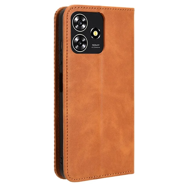 Para ZTE Blade A73 / Blade V50 Vita / Blade V50 Design 4G / Axon 50 Lite Case PU Leather Phone Wallet - Marrom