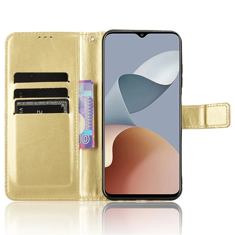 For ZTE Blade A73 / Blade V50 Smart / Blade V50 Design 4G / Axon 50 Lite Phone Leather Case Wallet - Gold