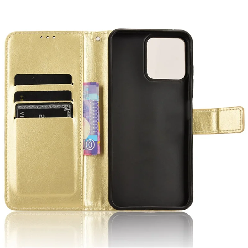 For ZTE Blade A73 / Blade V50 Smart / Blade V50 Design 4G / Axon 50 Lite Phone Leather Case Wallet - Gold