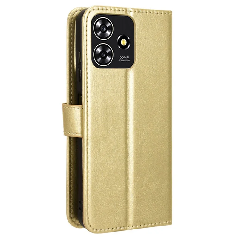 For ZTE Blade A73 / Blade V50 Smart / Blade V50 Design 4G / Axon 50 Lite Phone Leather Case Wallet - Gold