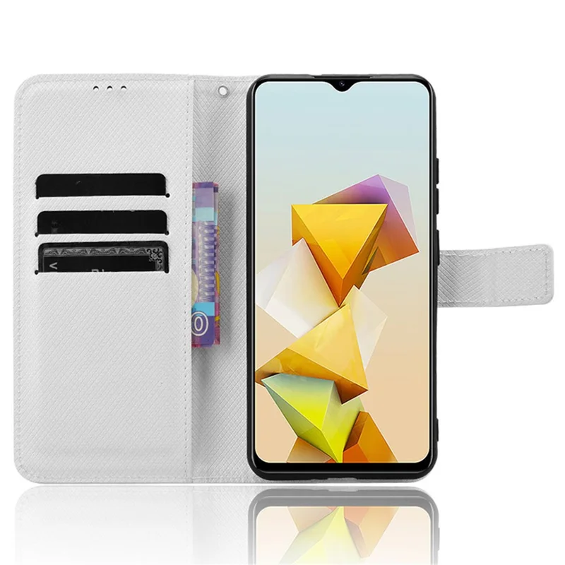 For ZTE Blade A73 Pro 5G / A73 5G / Optus X Pro 5G Leather Case Flip Wallet Phone Cover Diamond Texture - White