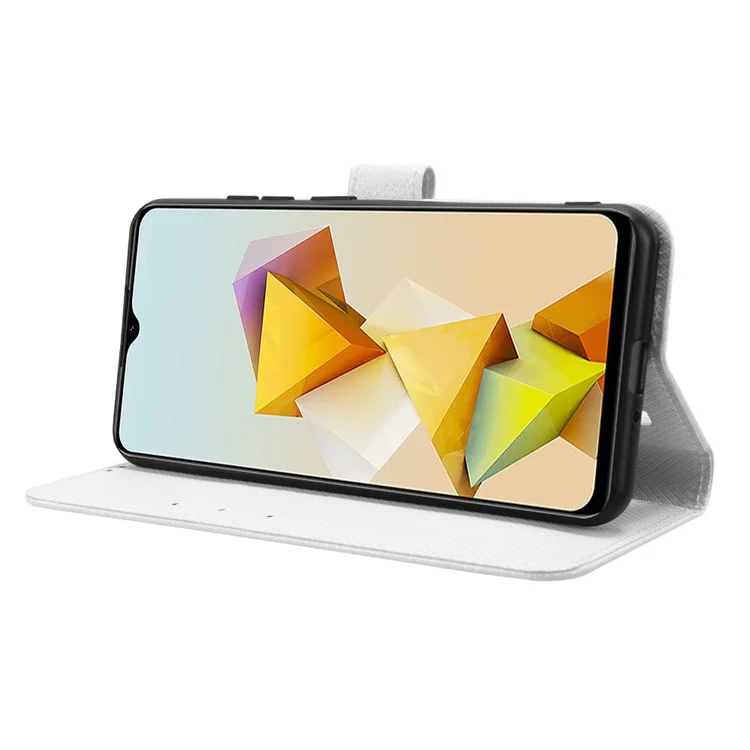 For ZTE Blade A73 Pro 5G / A73 5G / Optus X Pro 5G Leather Case Flip Wallet Phone Cover Diamond Texture - White