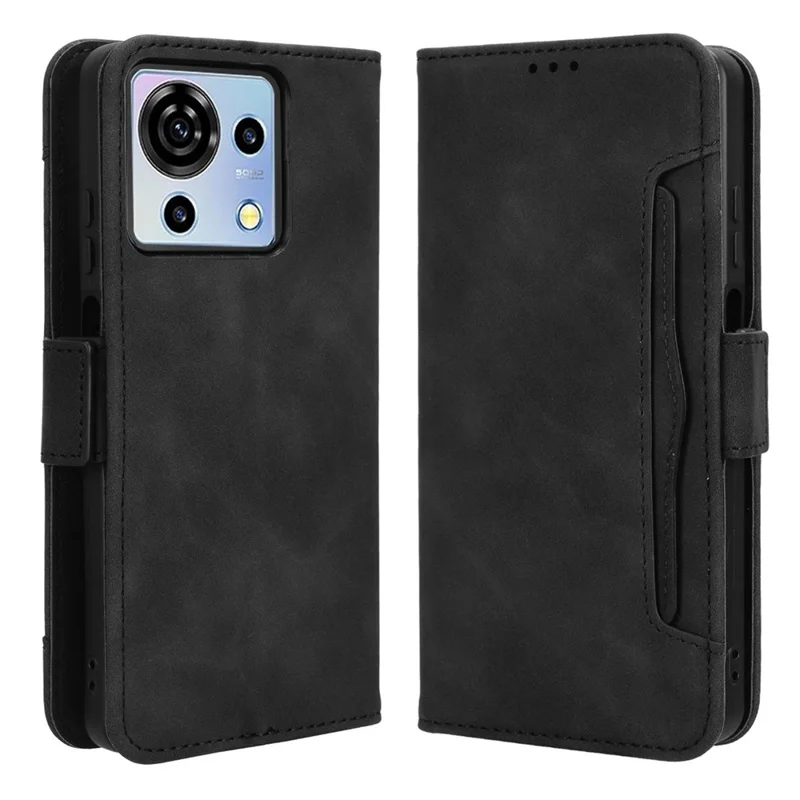 For ZTE Blade V50 Vita Phone Case Multiple Card Slots PU Leather Cover Wallet - Black